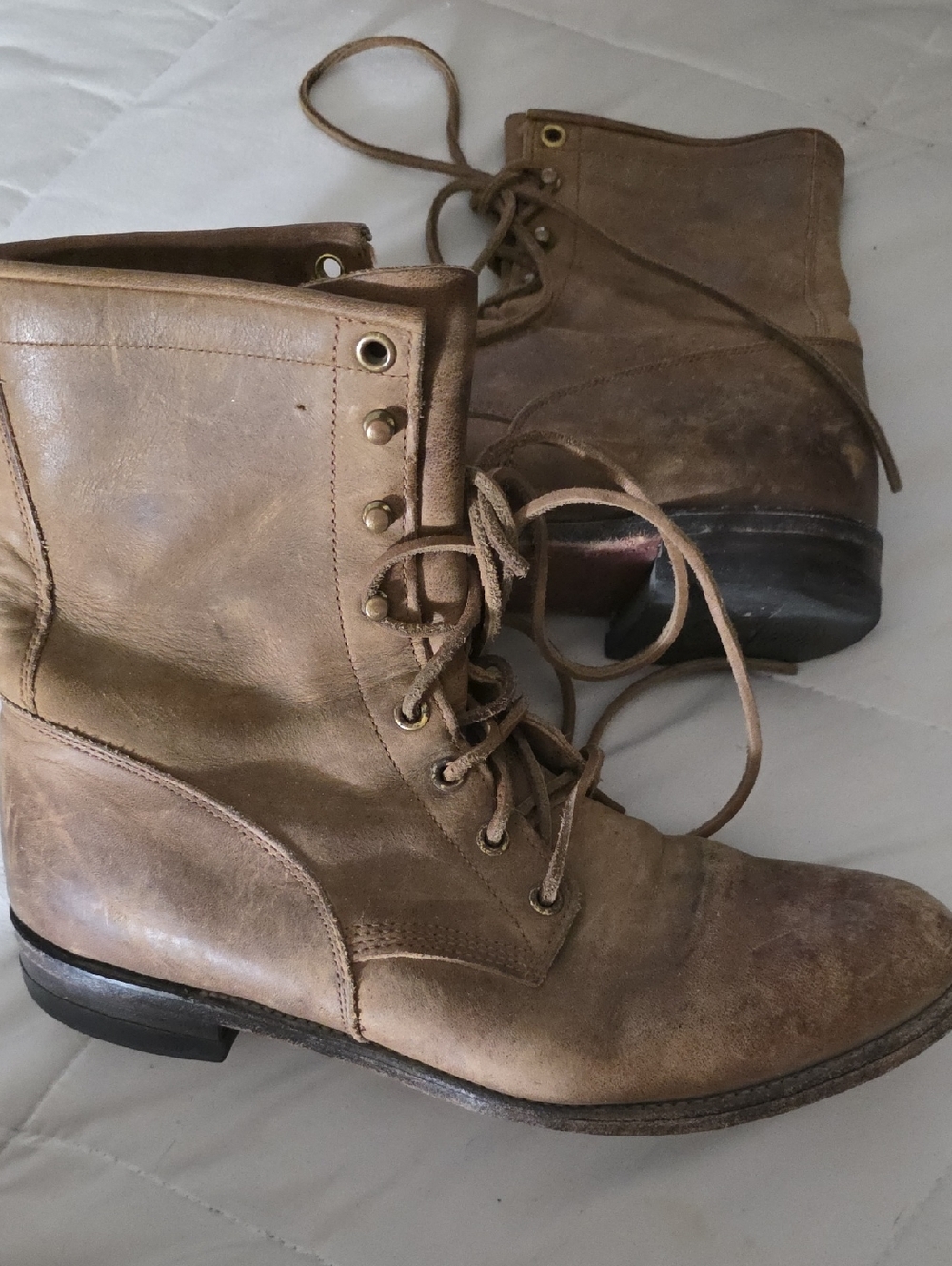Justin Boots Brown Leather Lace-Up Roper L575 Ankle Boots Size 9